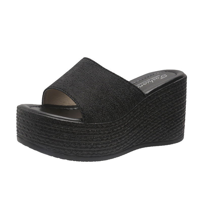 Damen Wedge-Pantoletten mit eleganter Textil-Oberfläche und komfortablem Fußbett R&B