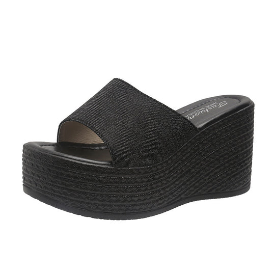 Damen Wedge-Pantoletten mit eleganter Textil-Oberfläche und komfortablem Fußbett R&B