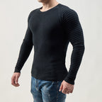 Herren moderner Langarmpullover mit strukturiertem Design und ribbeliertem Ärmel R&B