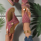 Damen Zehentrenner-Sandalen mit luftiger Schnürung und modischem Dekor R&B