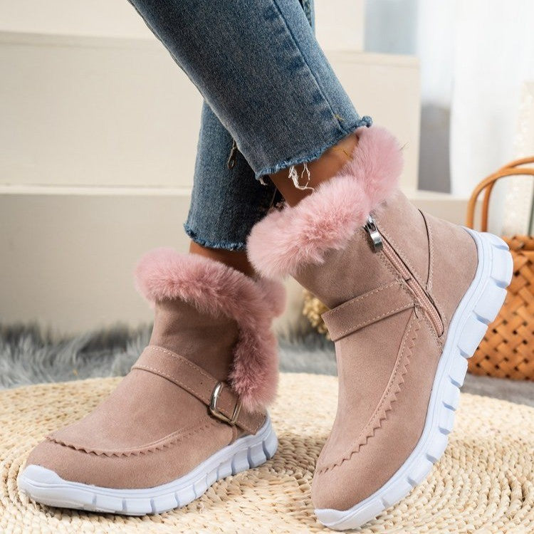 Damen Komfortable Winterstiefel mit modischer Kunstfellverzierung R&B