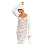 Damen figurbetontes Netzkleid mit raffiniertem Muster R&B