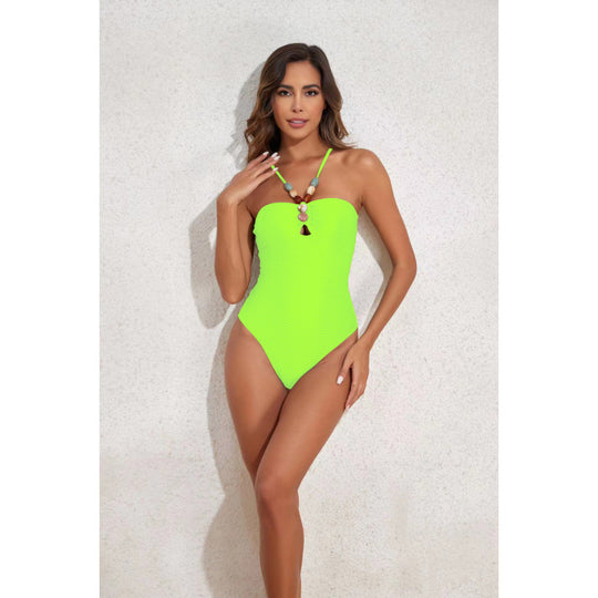 Damen Bandeau-Badeanzug mit asymmetrischem Rock R&B