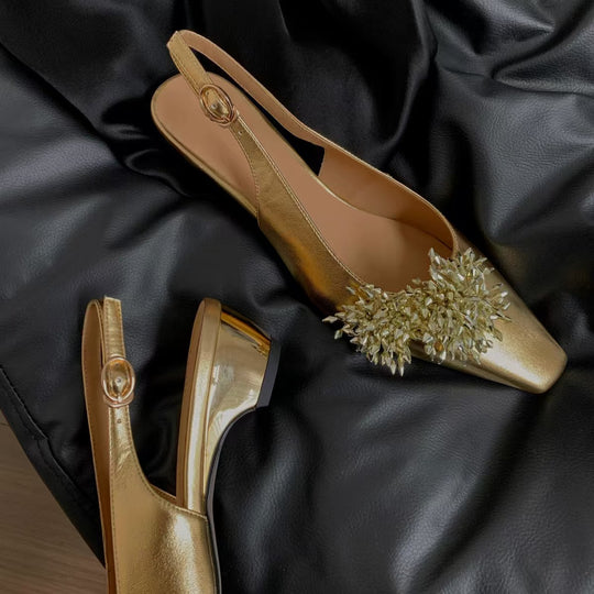 Damen Slingback-Pumps mit elegantem Glitzerakzent und komfortablem Blockabsatz R&B