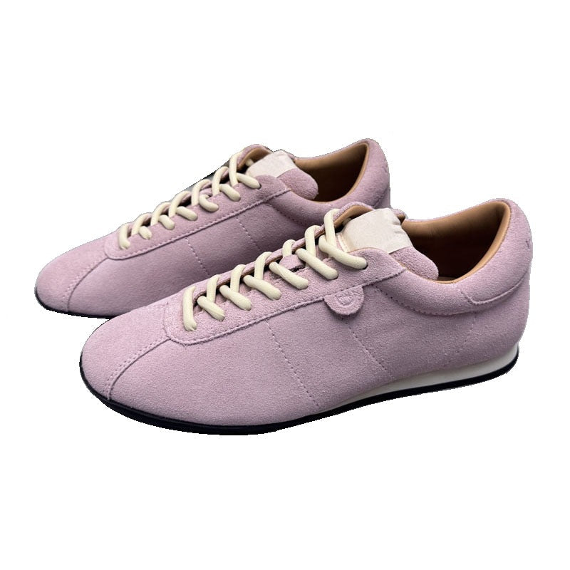 Damen modische Suede Sneakers mit farbigen Schnürsenkeln