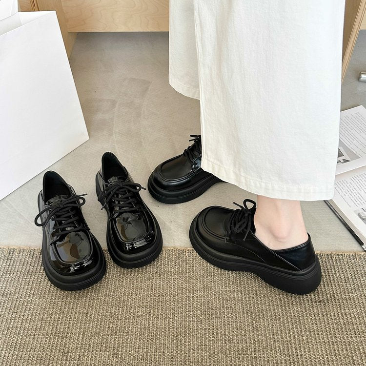 Damen modische Schnürschuhe mit glänzender Lackoberfläche und bequemer Sohle R&B