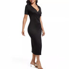Damen Wickelkleid mit eleganter Drapierung und tiefem V-Ausschnitt R&B