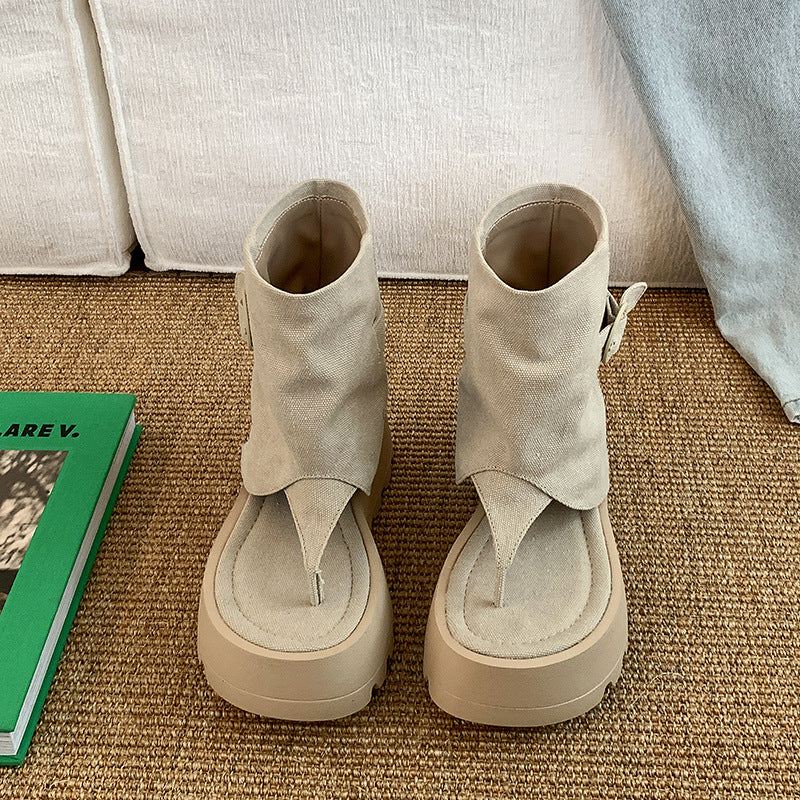 Damen Bequeme Ankle-Boots mit modischem Falten-Design und robustem Sohlenprofil R&B