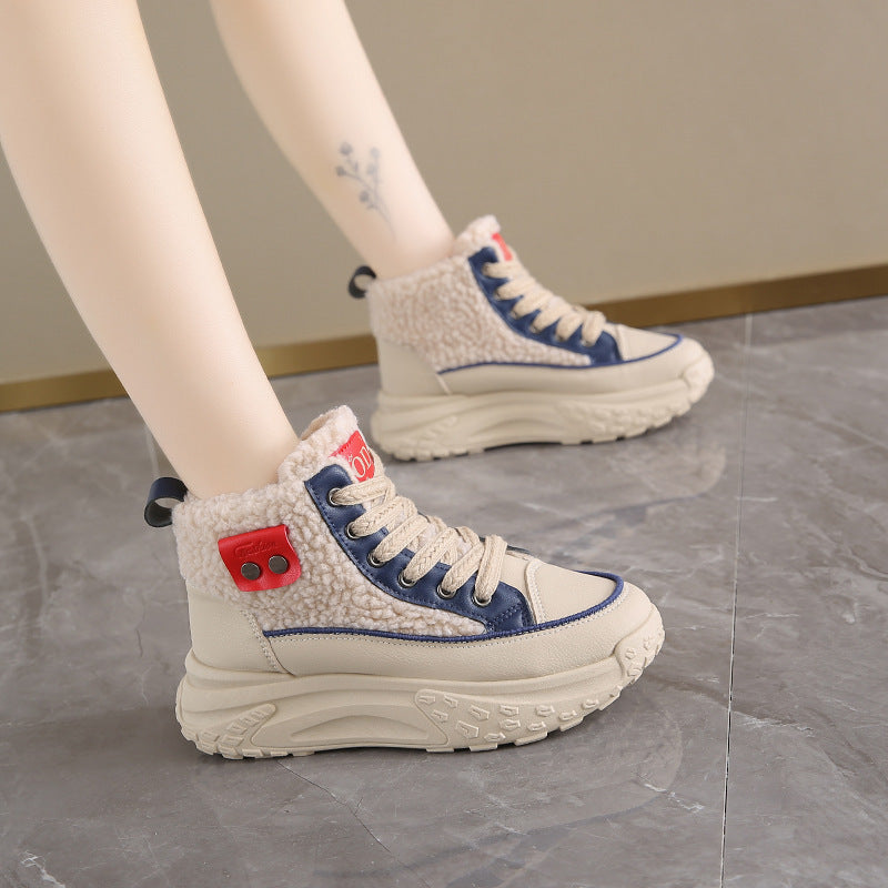 Damen High-Top Sneakers mit warmem Kunstfellfutter und rutschfester Sohle R&B