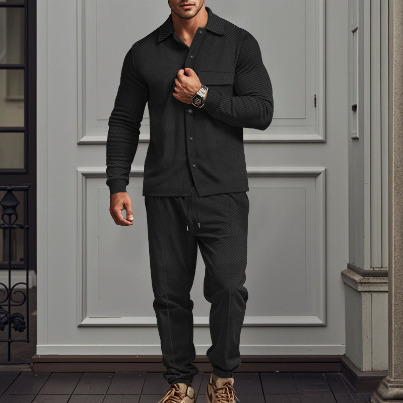 Herren lässiger Freizeitanzug mit feiner Struktur und praktischen Taschen R&B