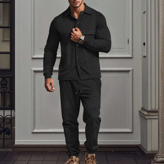 Herren lässiger Freizeitanzug mit feiner Struktur und praktischen Taschen R&B