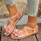 Damen modische Riemchen-Sandalen mit dekorativem Schleifen-Detail und ergonomischer Sohle R&B