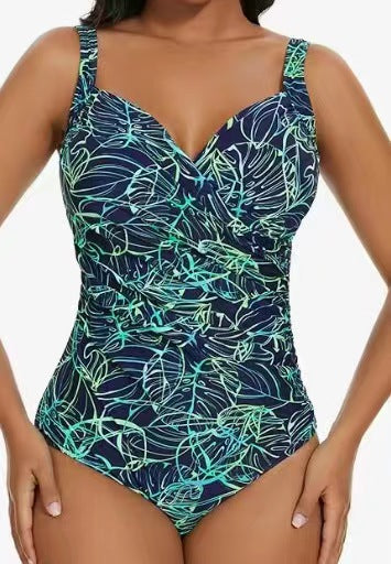Damen Eleganter Hochgeschnittener Badeanzug mit Wildleoparden-Muster R&B