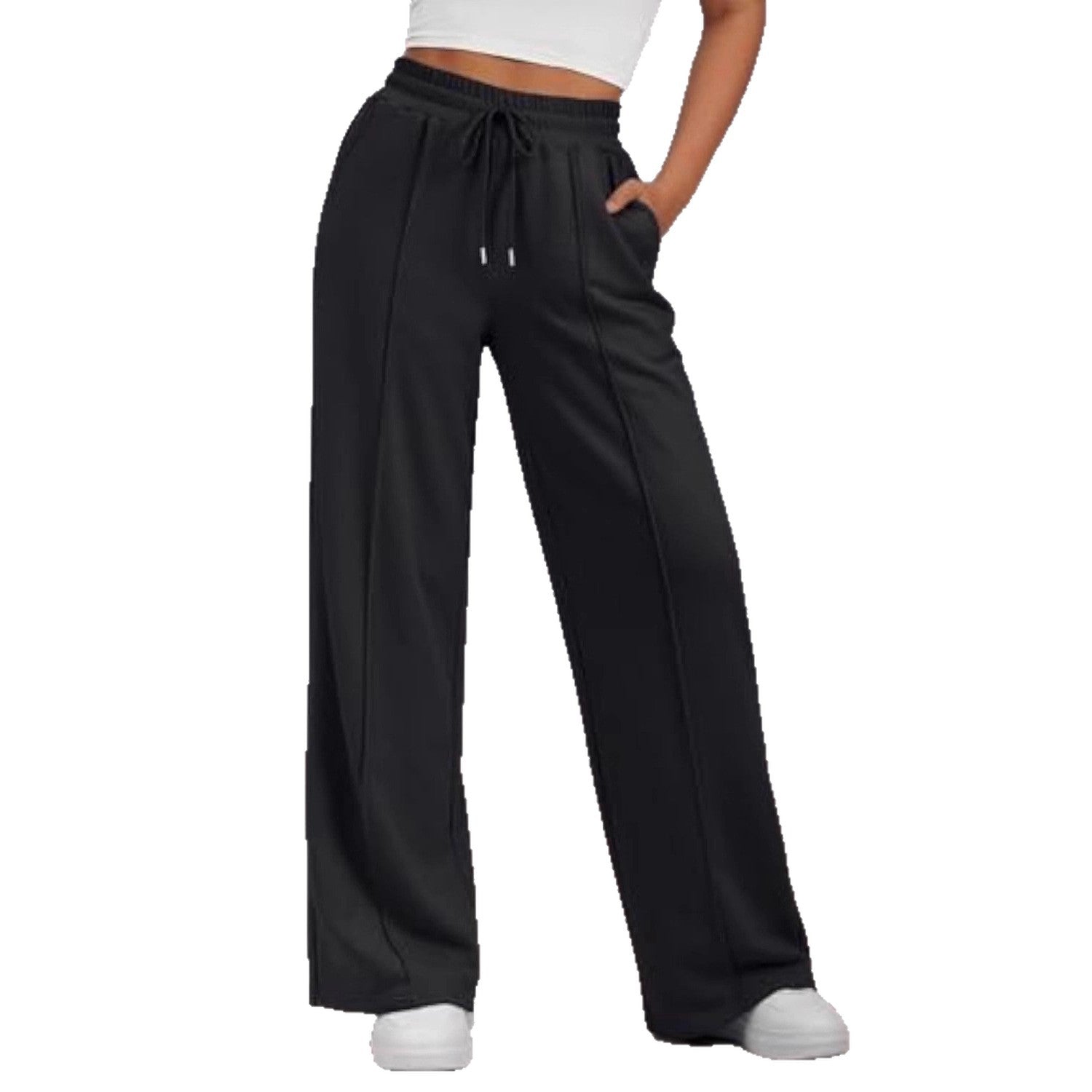 Damen Komfortable Weite Sweatpants mit elastischem Bund und praktischen Taschen R&B