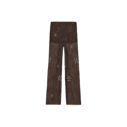 Damen Elegante, bestickte Pailetten-Hose im Palazzo-Stil R&B
