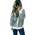 Damen Sportlicher Hoodie mit Streifenmuster und lässigem Schnitt R&B