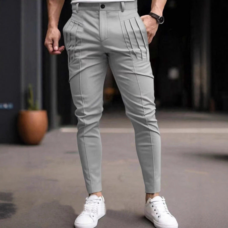 Herren Stoffhose Slim Fit mit Bundfalten