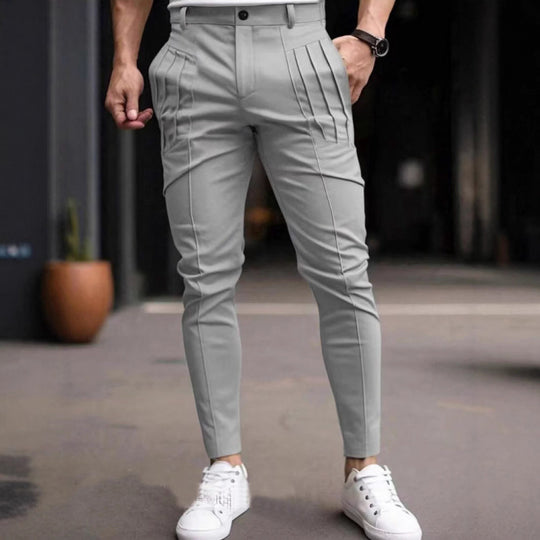 Herren Stoffhose Slim Fit mit Bundfalten