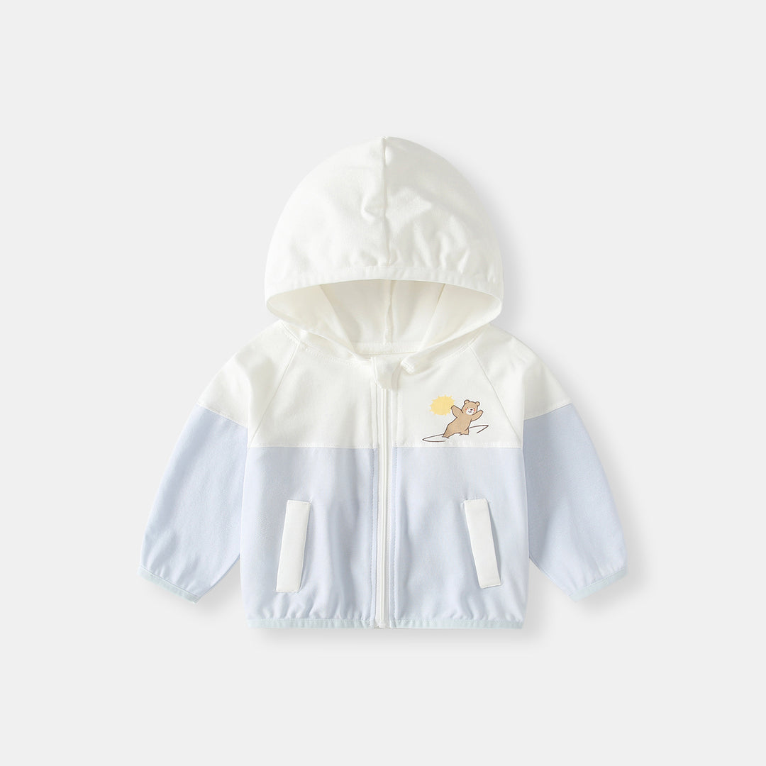 Unisex nan Kapuzenjacke für Kleinkinder mit UV-Schutz, Reißverschluss und elastischen Bündchen R&B