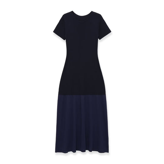 Damen Maxikleid mit schwingendem Schnitt und betontem Tailleneinsatz R&B