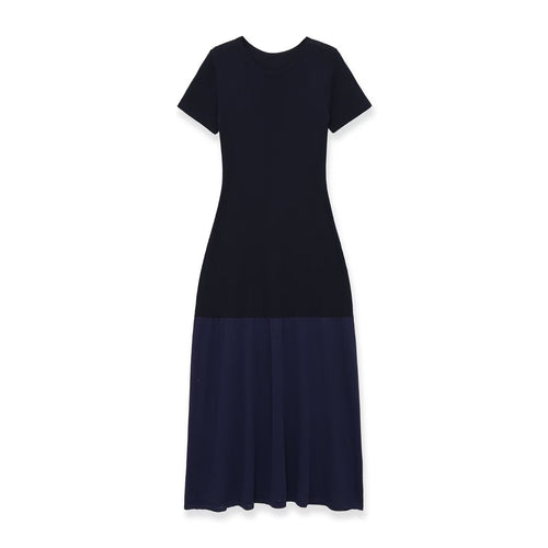 Damen Maxikleid mit schwingendem Schnitt und betontem Tailleneinsatz R&B