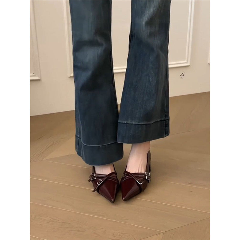 Damen elegante Stiletto-Pumps mit modischem Riemendesign R&B