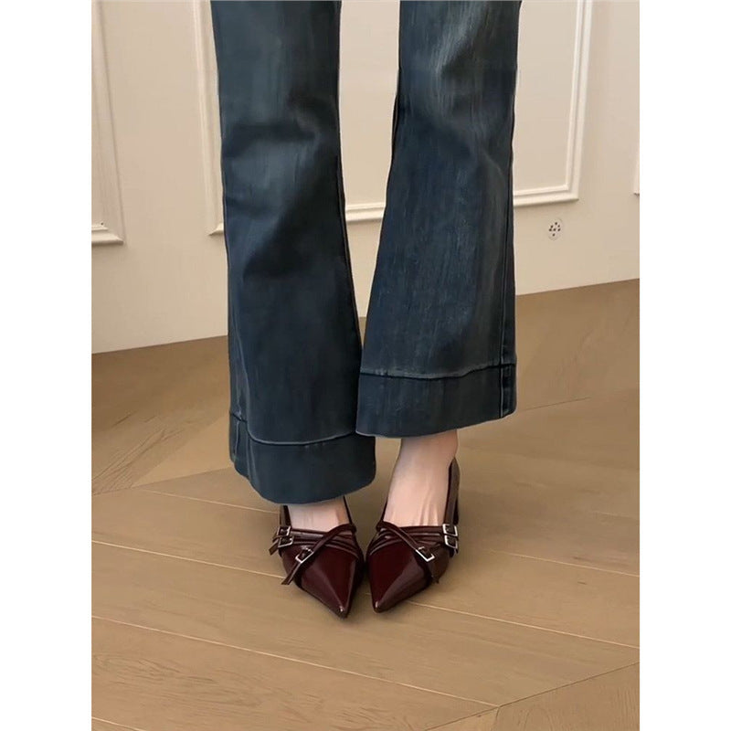 Damen elegante Stiletto-Pumps mit modischem Riemendesign R&B