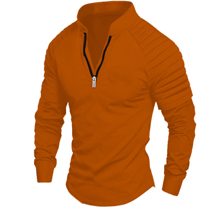 Herren Trainingsshirt mit hohem Kragen und dezentem Reißverschluss R&B