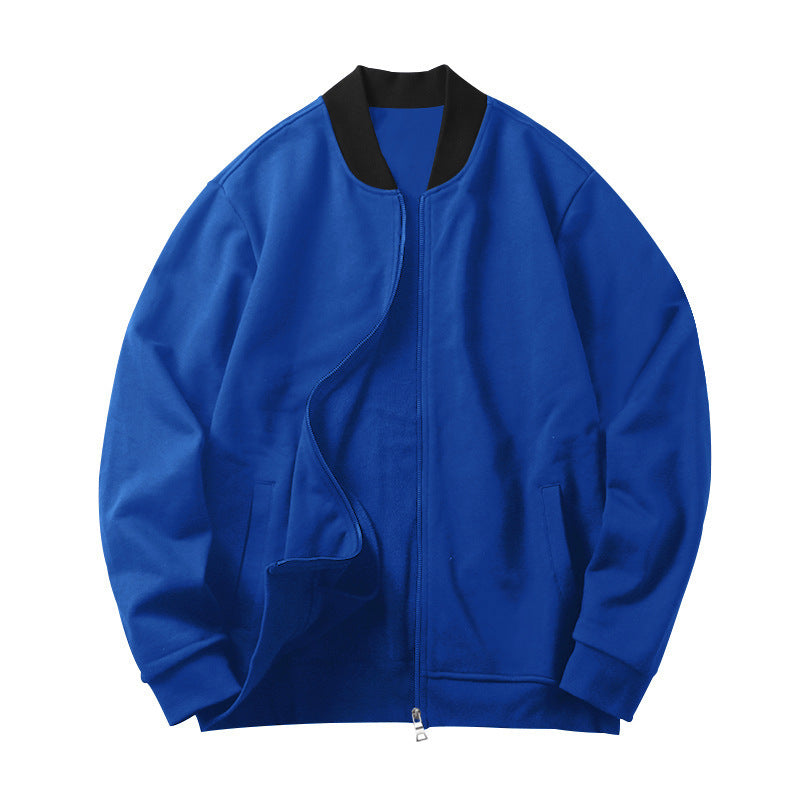 Herren nan legerer Baumwoll-Blouson mit kontrastkragen sichtbarem Metallreißverschluss und seitlichen Eingrifftaschen R&B