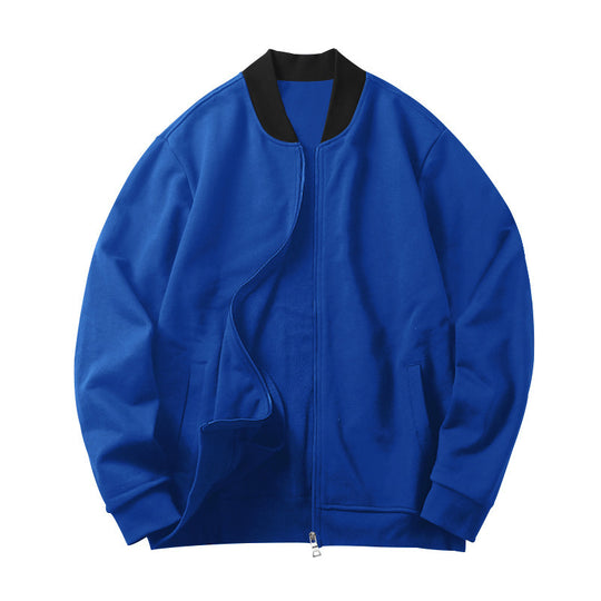 Herren nan legerer Baumwoll-Blouson mit kontrastkragen sichtbarem Metallreißverschluss und seitlichen Eingrifftaschen R&B