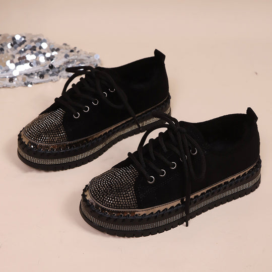 Damen komfortable Sneakers mit Glitzerdetails und kuscheligem Innenfutter R&B