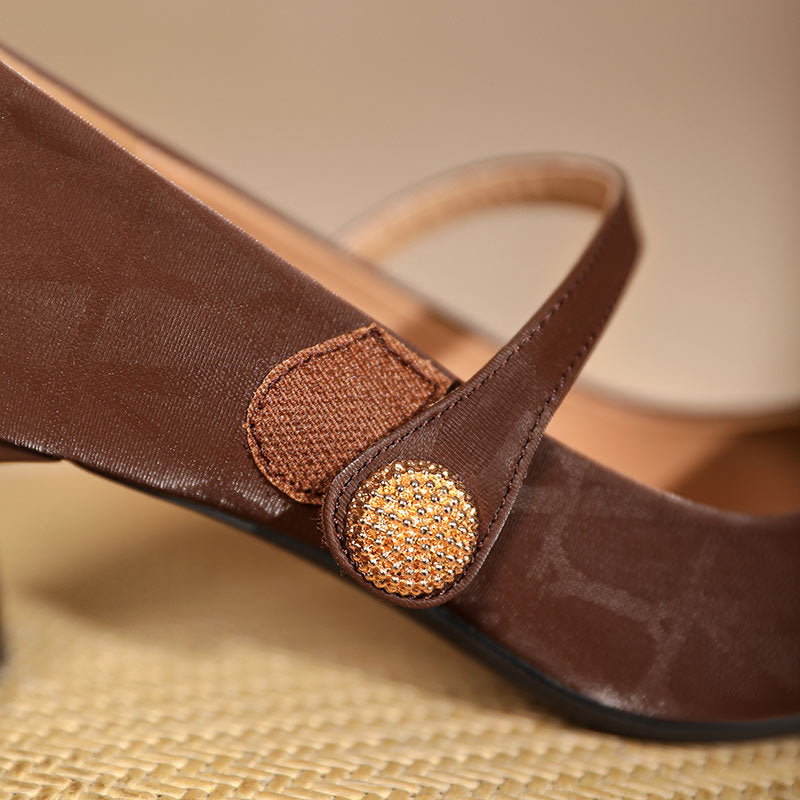 Damen elegante Mary Jane Pumps mit feinem Absatz und modischem Riemen