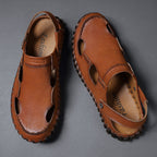 Damen Hochwertige Leder-Sandalen mit atmungsaktiven Einsätzen und rutschfester Sohle R&B