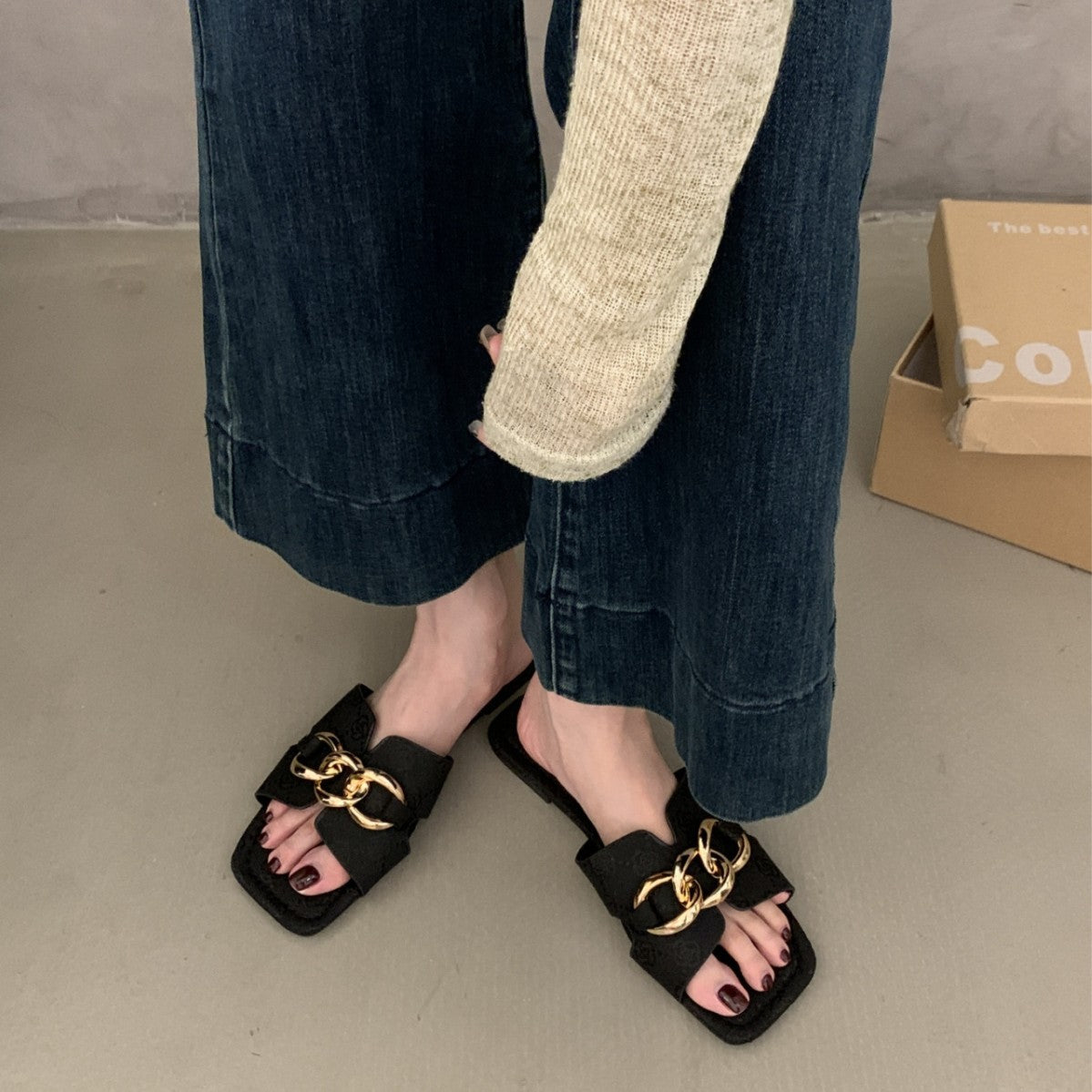 Damen Offene Sandalen mit elegantem Ketten-Detail R&B