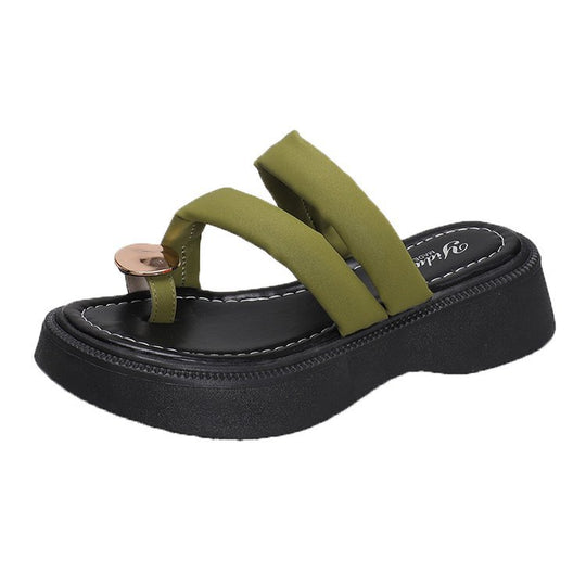 Damen modische Plateau-Sandalen mit elegantem Riemen und dekorativer Schnalle R&B