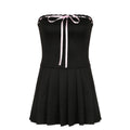 Damen Trägerkleid mit elegantem Spitzendetail und schwingendem Rock R&B