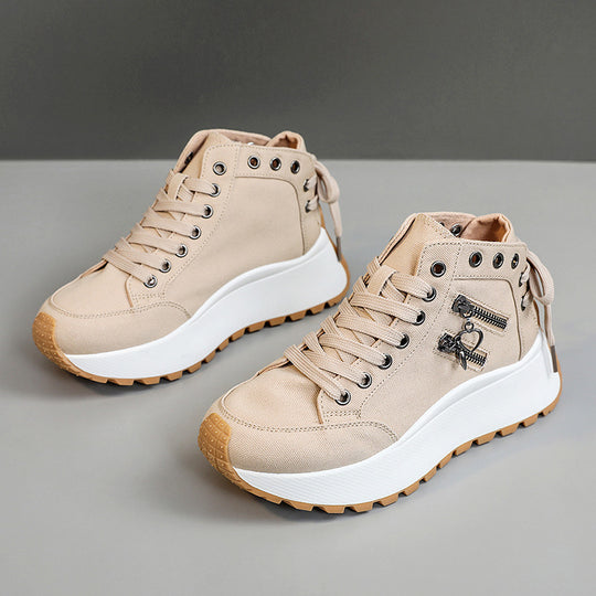Damen sportive High-Top Sneakers mit modischem Reißverschluss und rutschfester Sohle R&B