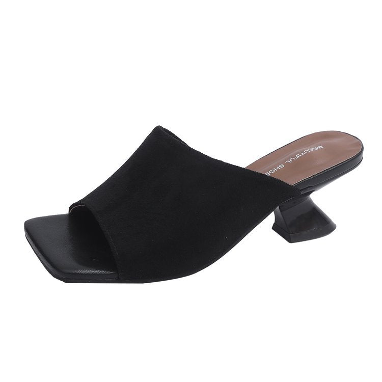 Damen elegante Mules mit strukturiertem Obermaterial und modischem Blockabsatz R&B