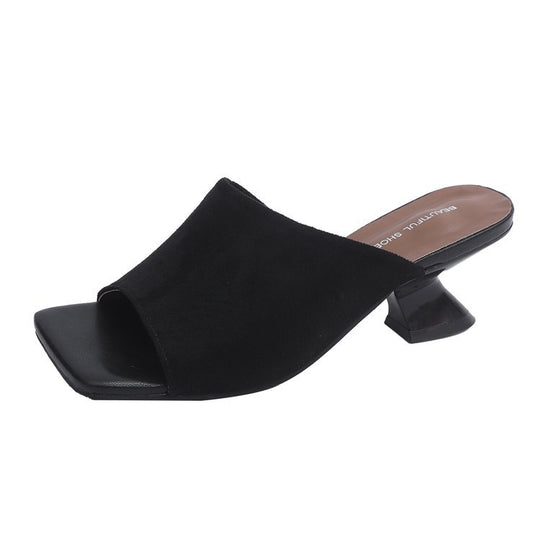 Damen elegante Mules mit strukturiertem Obermaterial und modischem Blockabsatz R&B