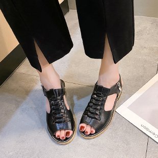 Damen elegante Schnürsandalen mit offener Zehenpartie und modischem Absatz R&B