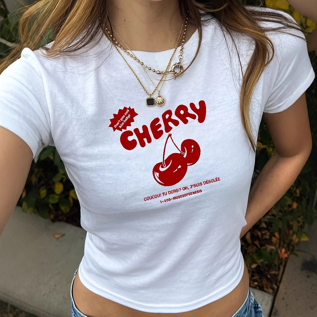 Damen T-Shirt mit künstlerischem Statement-Print und figurbetontem Schnitt R&B