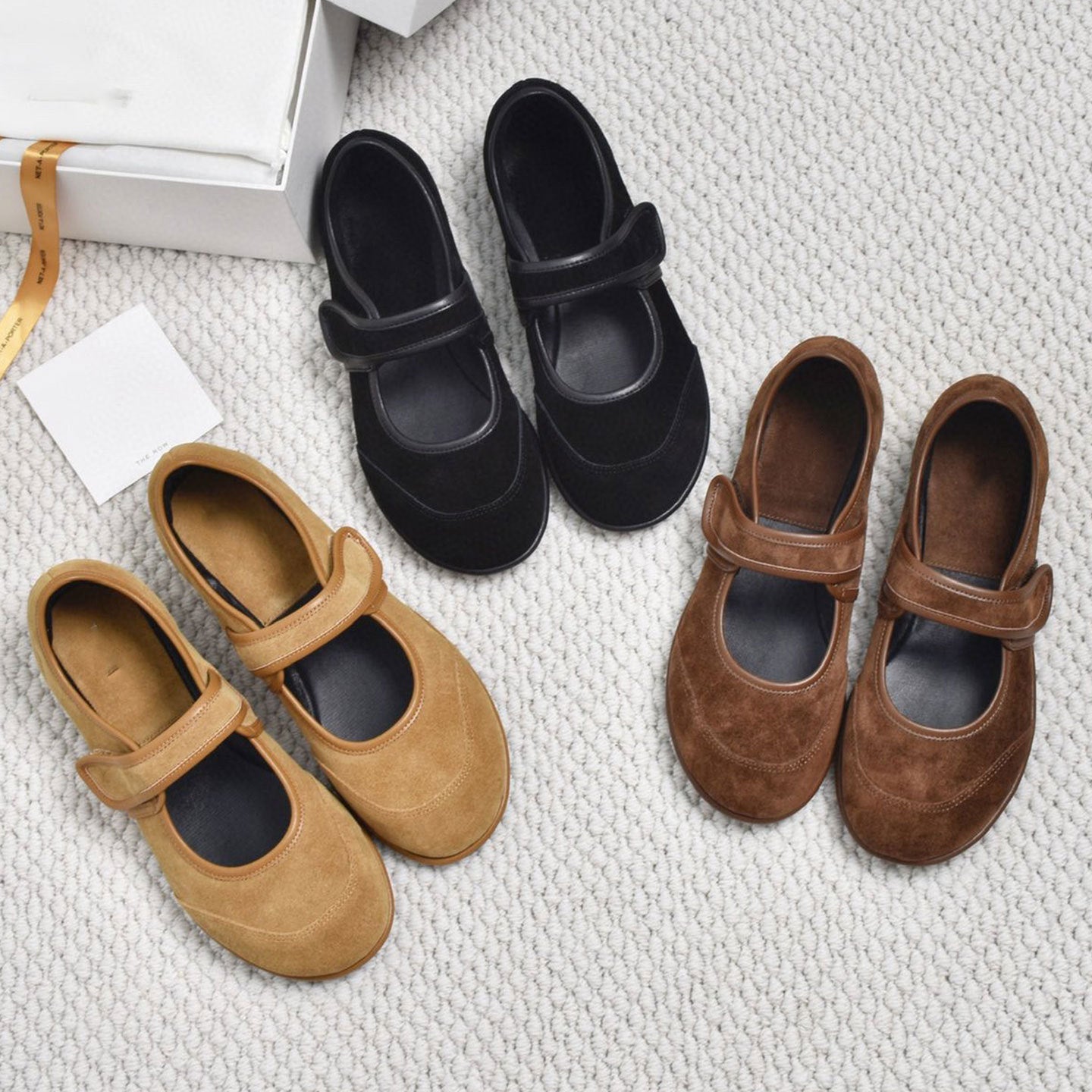 Damen Ballerinas mit verstellbarem Riemen und weichem Wildleder R&B