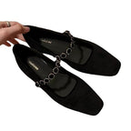 Damen Ballerinas mit elegantem Riemendesign und modischem Schmuck