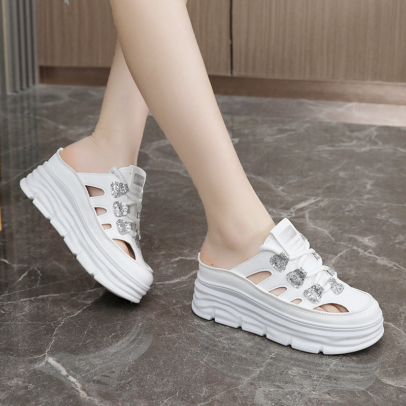 Damen Chunky Slip-On Sneakers mit funkelnden Akzenten und bequemer Dämpfung R&B