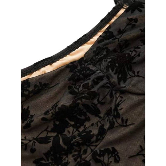 Damen Mini-Kleid mit floralen Spitzenärmeln und verführerischem Ausschnitt R&B