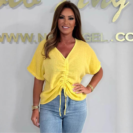 Damen Leichte und lässige Bluse mit Raffung R&B