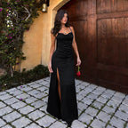 Damen Elegantes Abendkleid mit seitlichem Schlitz und gerafftem Design R&B