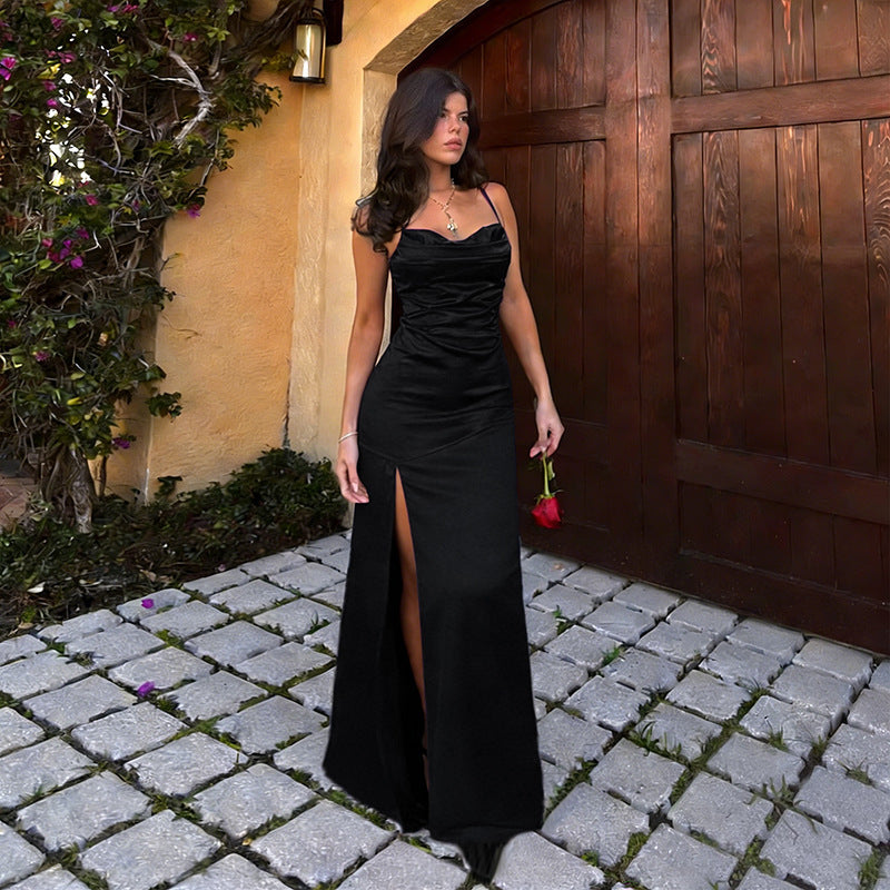 Damen Elegantes Abendkleid mit seitlichem Schlitz und gerafftem Design R&B