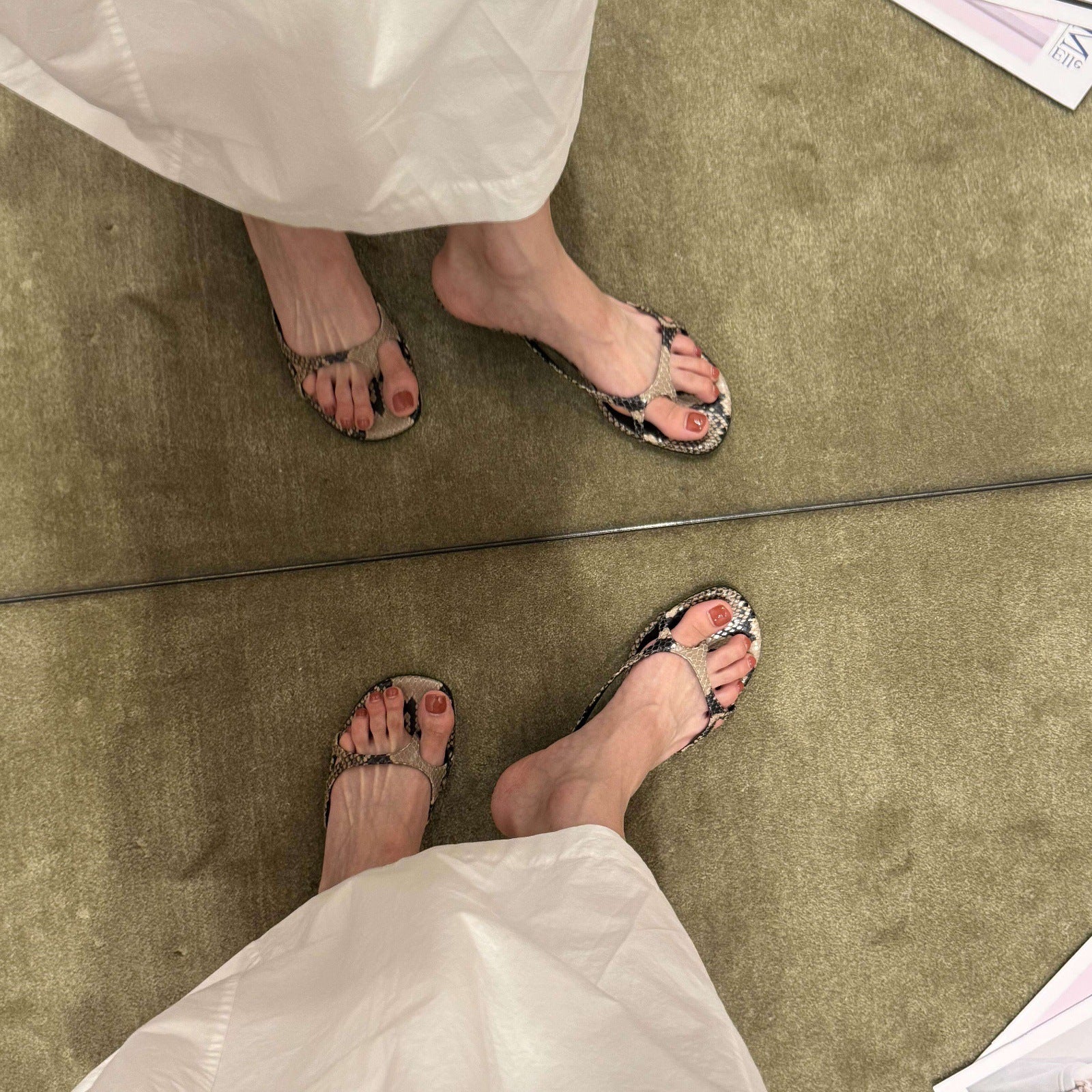 Damen Zehentrenner-Sandalen mit modischem Schlangenleder-Design und elegantem Absatz R&B