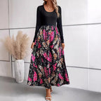 Damen Maxikleid mit floralem Print und langen Ärmeln R&B